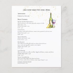Zweiseitige Wein-Käse-Menüvorlage Budget Flyer