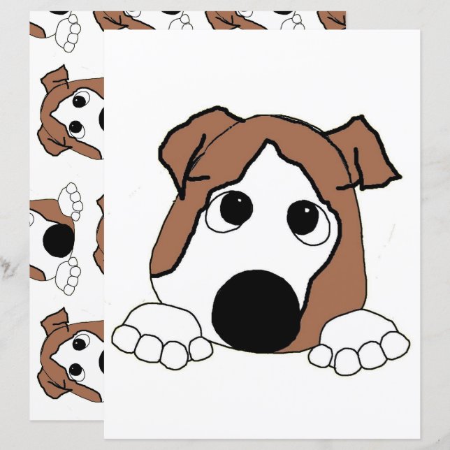 zweiseitiger Bulldogge-Rot-Weiß-Pinkel-Cartoon (Vorne/Hinten)