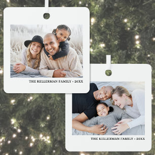 Zweiseitiger Familien-Weihnachtsanhänger mit zwei Ornament Aus Metall