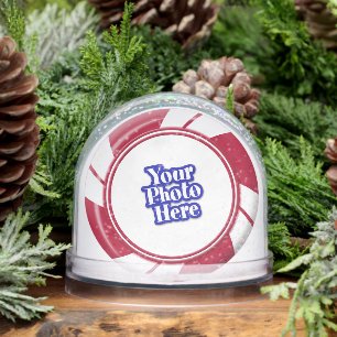 Zweiseitiges Foto Peppermint Swirl Stripe Candy Schneekugeln