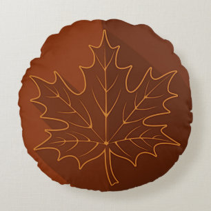 Zweiseitiges Herbst-Ahornblatt, gold, braun Rundes Kissen