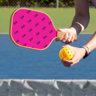Zweiseitiges Rosa und Blau Einfaches Initialen Des Pickleball Schläger