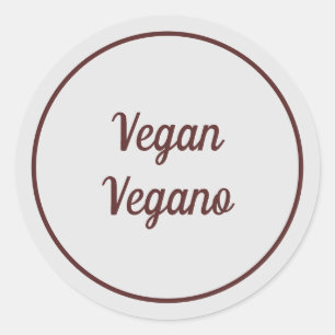 Zweisprachig Hellgrau Vegan (Vegano) Einfach Runder Aufkleber