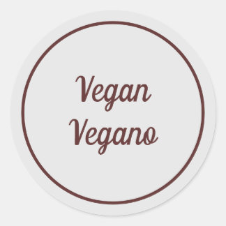 Zweisprachig Hellgrau Vegan (Vegano) Einfach Runder Aufkleber