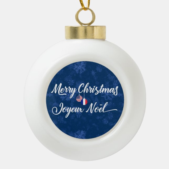 Zweisprachige französische amerikanische keramik Kugel-Ornament (Vorderseite)