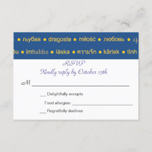 Zweisprachige Sprachen der Liebe Hochzeiten Einlad RSVP Karte