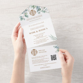 Zweisprachige vietnamesische Eukalyptus Traditione All In One Einladung