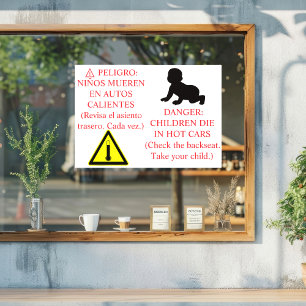 Zweisprachiger Auto-Sicherheitshinweis Fensteraufkleber