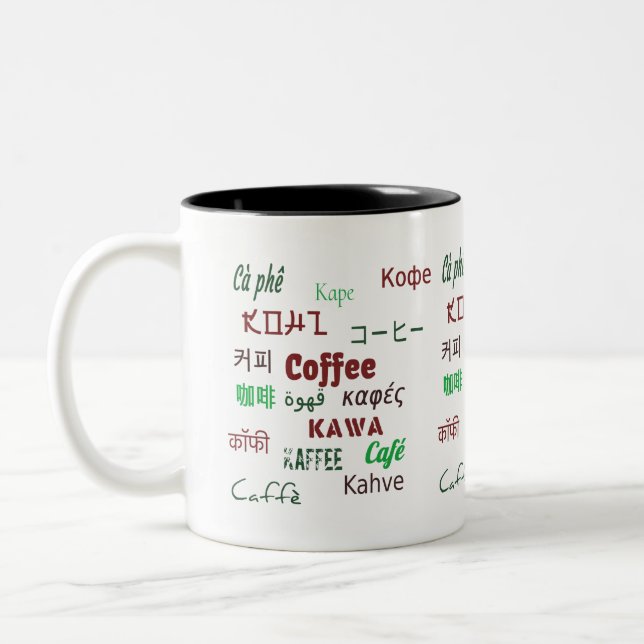 Zweisprachiger Kaffee in allen Sprachen, Lehrer Zweifarbige Tasse (Links)
