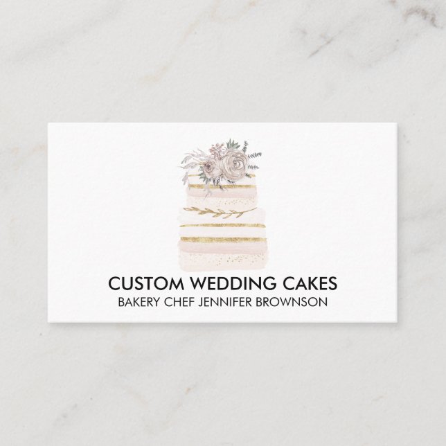 Zweistufige Hochzeitstorte Visitenkarte (Vorderseite)
