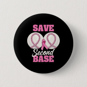 Zweite 2. Basisspass Baseball Brustkrebs-Bewusstse Button