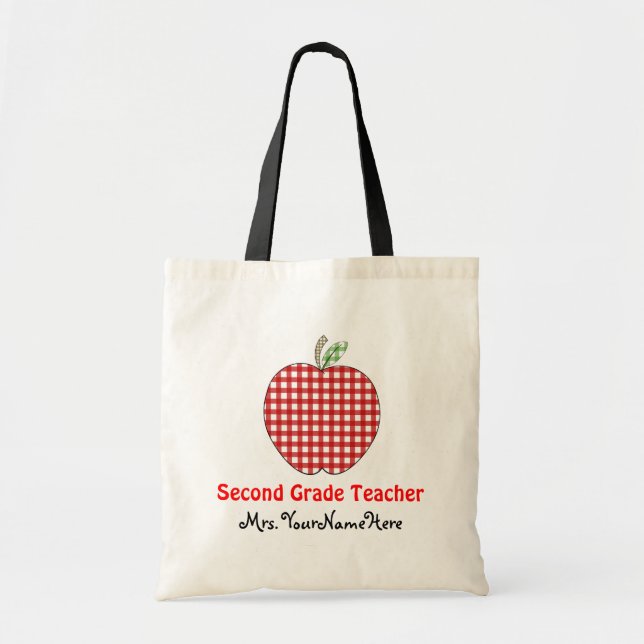 Zweite Grad-Lehrer-Tasche - roter Gingham Apple Tragetasche (Vorne)