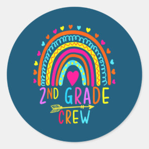 Zweite Klasse Crew Rainbow Kids Lehrer Runder Aufkleber