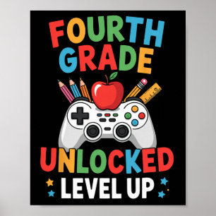 Zweite Klasse freigeschaltet Lustiger Gamer-Jungen Poster