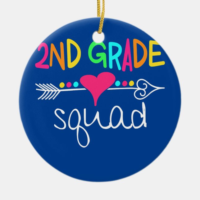 Zweite Klasse Squad Kinder Lehrer Team zurück zu Keramik Ornament (Vorne)