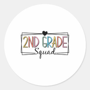 Zweite Klasse Squad Lehrer Kinder 2. Klasse Zurück Runder Aufkleber
