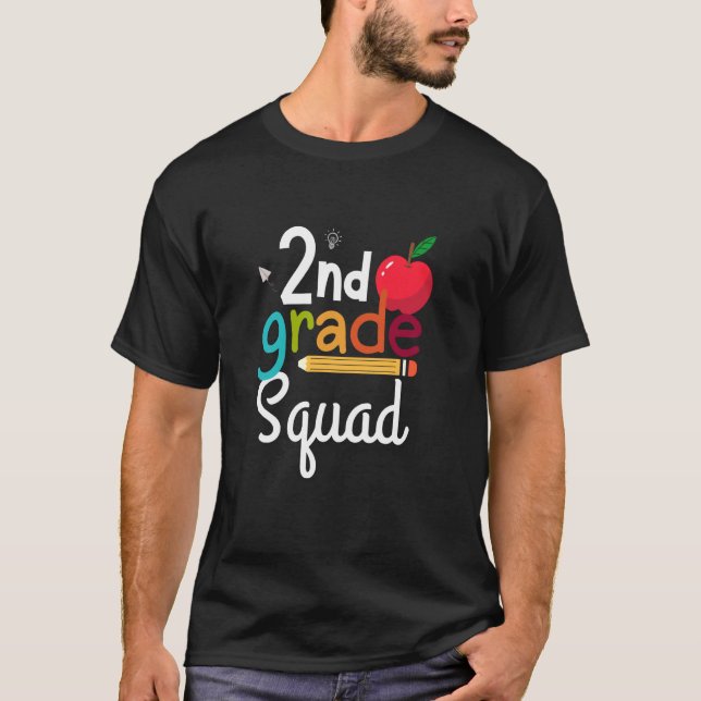 Zweite Klasse Squad Zweite Lehrerin Student Funny  T-Shirt (Vorderseite)