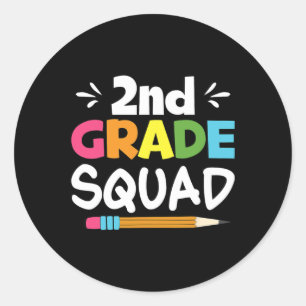 Zweite Klasse Squad Zweites Lehrerstuhlteam Zurück Runder Aufkleber