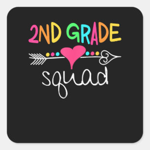 Zweite Klasse Squad Zweites Lehrerteam Quadratischer Aufkleber