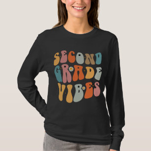 Zweite Klasse Vibes Zurück zur Schule Groovy Schul T-Shirt
