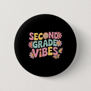 Zweite Klasse Vibes Zurück zur Schule Lehrer Kinde Button
