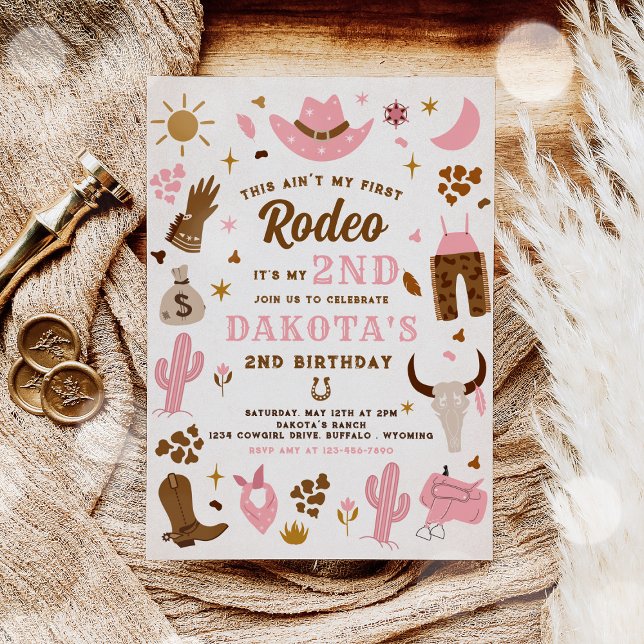 Zweite Rodeo Cowgirl Wild West Birthday Party Einladung (Von Creator hochgeladen)