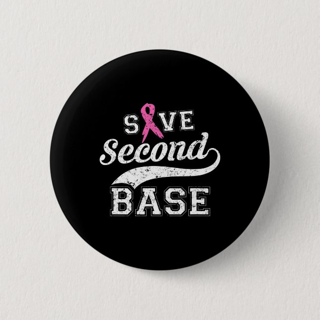 Zweiter Basispink-Ribbon-Brustkrebs-Bewusstsein Button (Vorderseite)