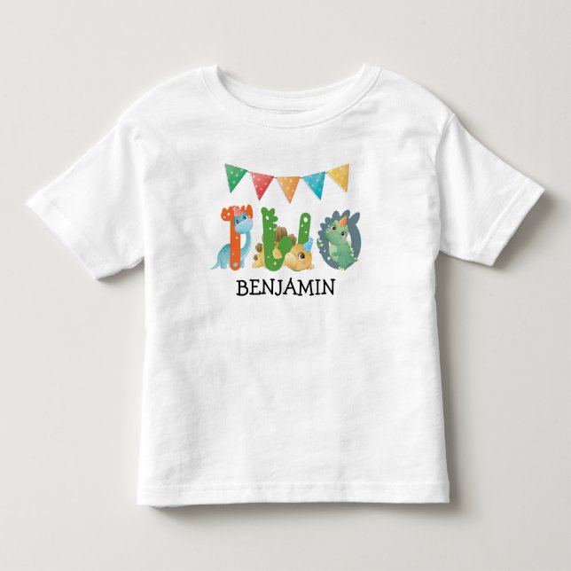 Zweiter Geburtstag Dinosaur Baby Kleinkind T-shirt (Vorderseite)
