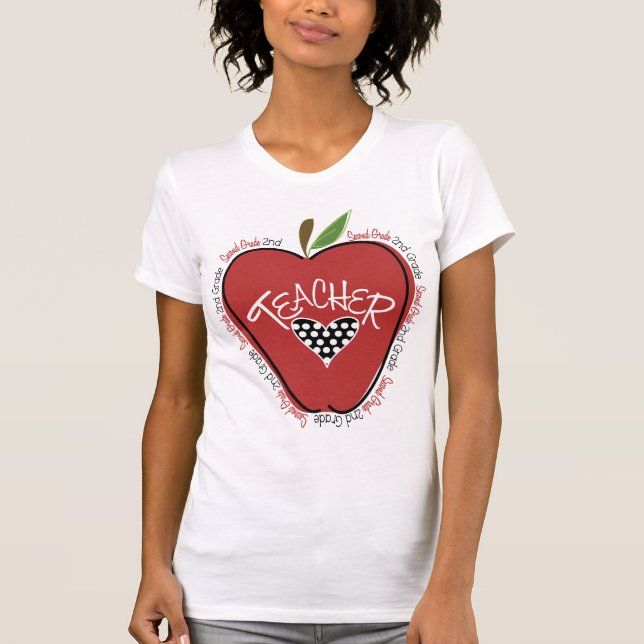 Zweiter Grad-Lehrer-rotes Apple-Lehrer-T-Shirt T-Shirt (Vorderseite)