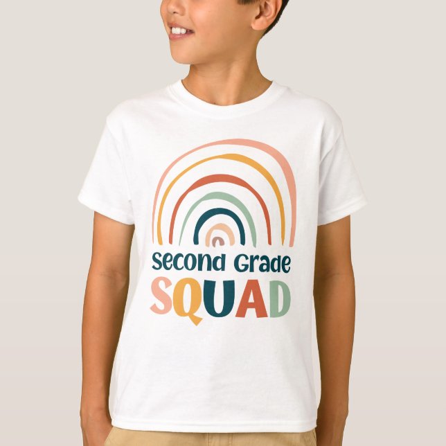 Zweiter Grade Squad bunt Retro Boho Regenbogen T-Shirt (Vorderseite)