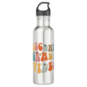 Zweiter Grade Vibes zurück zur Schule Groovy Schoo Edelstahlflasche