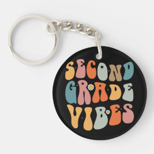 Zweiter Grade Vibes zurück zur Schule Groovy Schoo Schlüsselanhänger