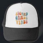 Zweiter Grade Vibes zurück zur Schule Groovy Schoo Truckerkappe<br><div class="desc">Zweiter Grade Vibes zurück zur Schule Groovy School</div>