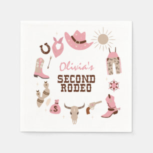 Zweiter Rodeo Pink Western Cowboy 2. Geburtstag Serviette