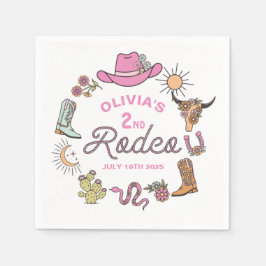 Zweiter Rodeo Rosa Western Cowboy 2. Geburtstag Serviette
