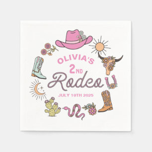 Zweiter Rodeo Rosa Western Cowboy 2. Geburtstag Serviette