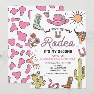 Zweiter Rodeo Rosa Westlicher 2. Geburtstag Einladung