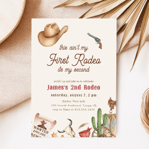 Zweiter Rodeo Western Cowboy 2. Geburtstag Einladung