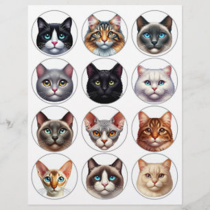 Zweites Set von 12 runden Katzen - Aufnahmen