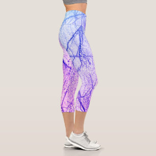 Zweiton-Lila-Marmor-Optik Capri Leggings