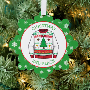 Zweitplatzierter Gewinner des hässlichen Weihnacht Ornament Karte
