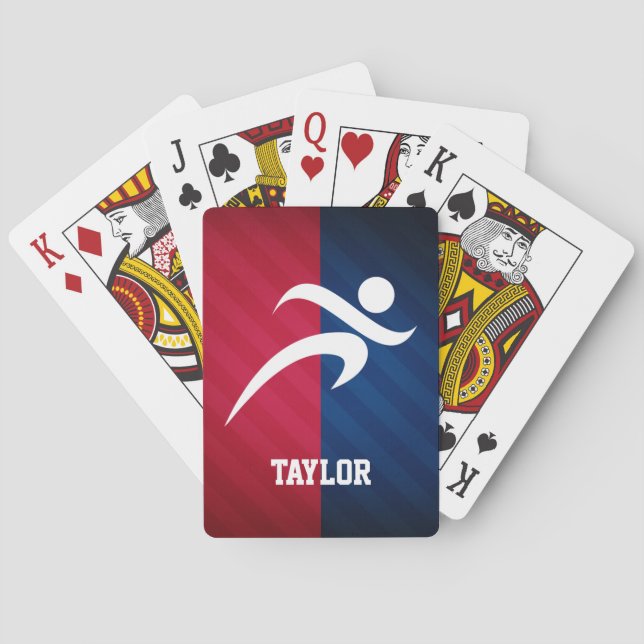 Zweitplatzierter; rot, weiß und blau spielkarten (Rückseite)