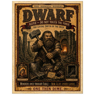 Zwerg, Vintage-Zirkusmonster Postkarte