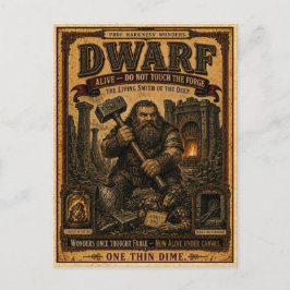 Zwerg, Vintage-Zirkusmonster Postkarte