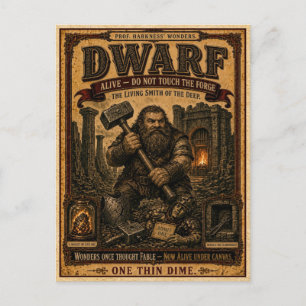 Zwerg, Vintage-Zirkusmonster Postkarte