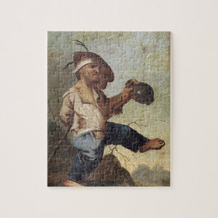 Zwergartige Holding ein Krug (Öl auf der Leinwand