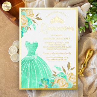 Zwergbraut-grüne Blumenzwiebeln Gold Folieneinladung