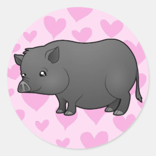 Zwergen-Schweinchen Liebe Runder Aufkleber