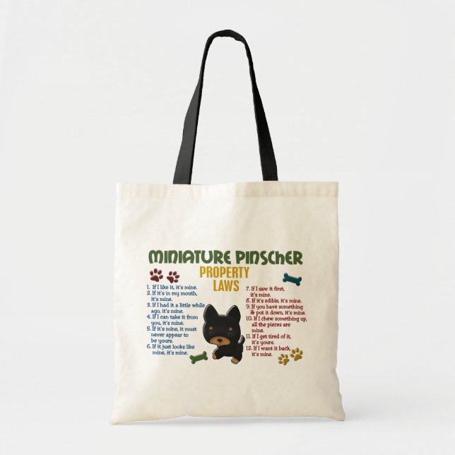 Zwergpinscher-Eigentums-Gesetze 4 Tragetasche (Vorne)