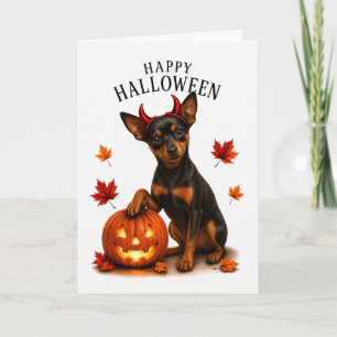 Zwergpinscher Halloween Teufelshund Karte
